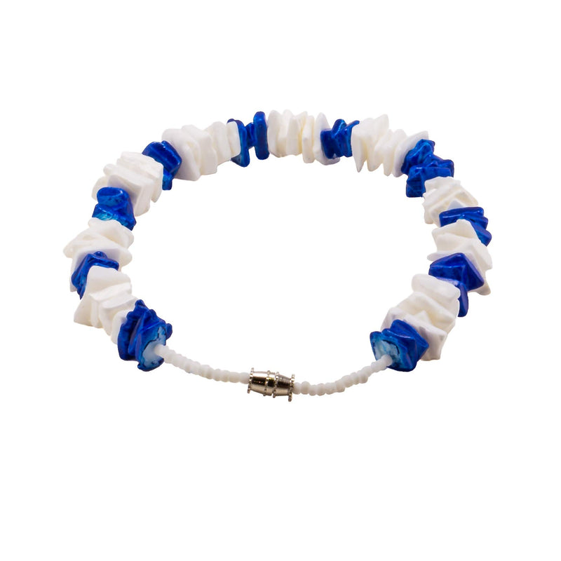 [Australia] - BlueRica 2 Piece Set ~ White & Dark Blue Puka Chip Shells Necklace & Anklet 