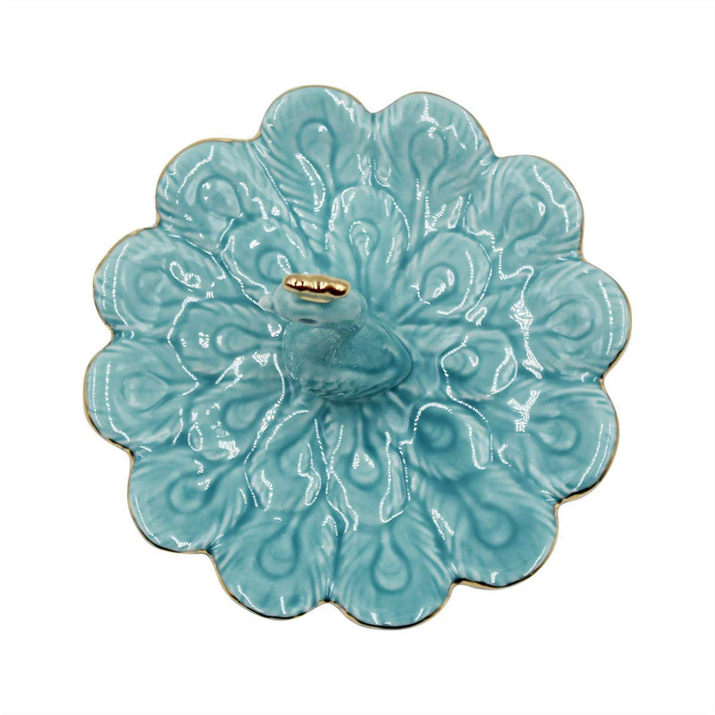 [Australia] - mossty Peacock Jewelry Tray Bathroom Ring Holder Porcelain Trinket Organizer Earrings Storage Case Gift for Birthday Christmas Wedding 