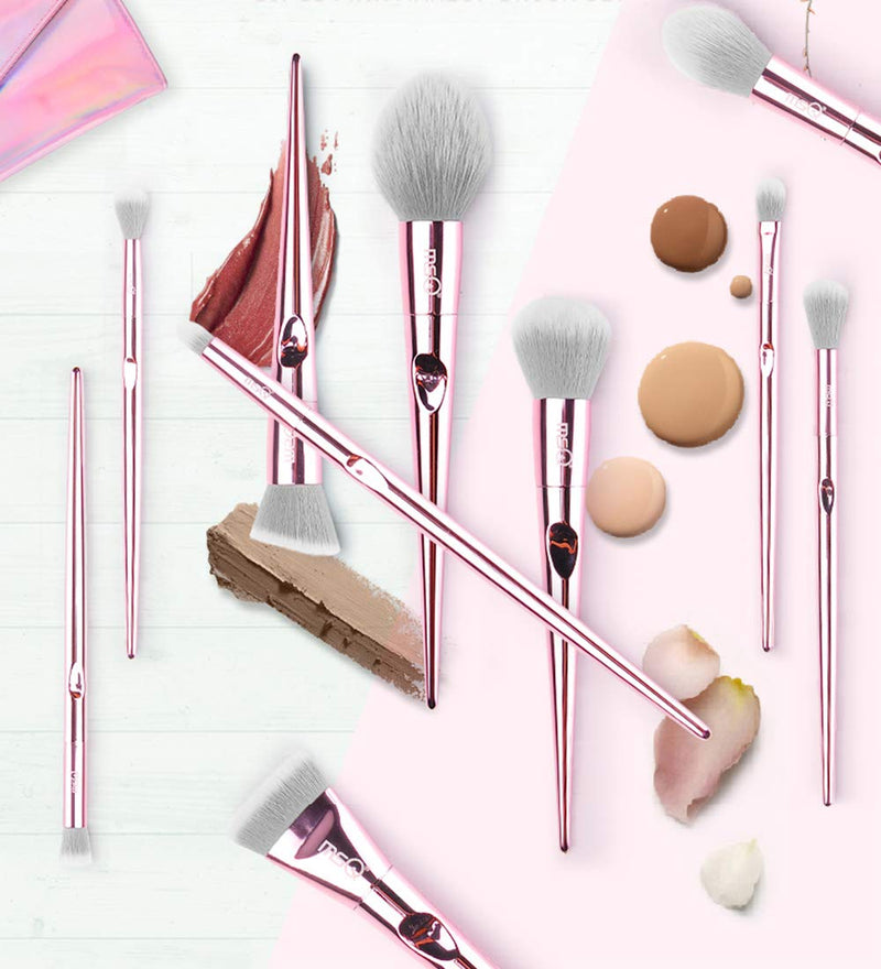 [Australia] - Makeup Brushes Set MSQ 10pcs Pink Picasso Synthetic Hair Cosmetics Brushes Eyeshadow Foundation Blending Face Powder Contour Blush Lip Brushes 