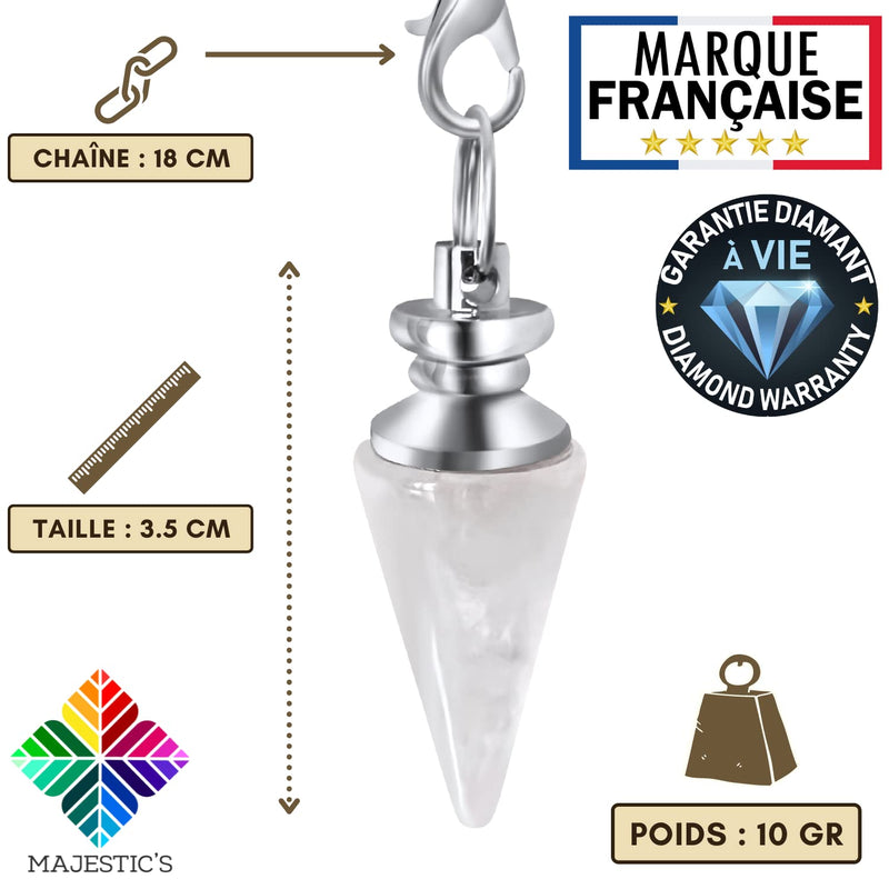 [Australia] - 3x Divination Pendulum Rock Crystal, Amethyst and Rose Quartz Cone Shape, Natural Stone Radiesthesia Pendulum - Pack of 3 Pendulums 