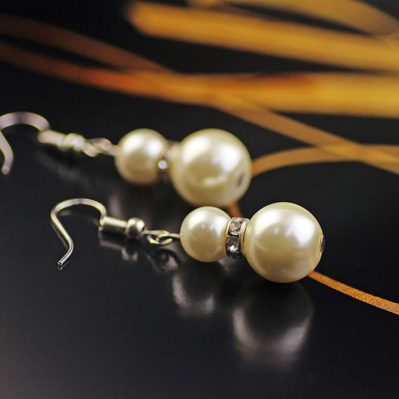 [Australia] - Weekly Promotion 20% Discount Off Merdia Womens Gorgeous 4 Layer Faux Pearl Necklace and Drop Hook Earrings Set Brial Jewelry 