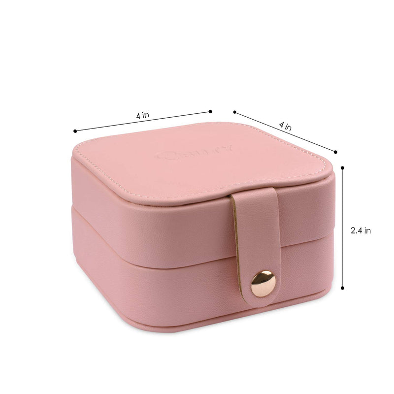 [Australia] - EBUTY Jewelry Box Travel Mini Organizer Portable Display Storage Case for Rings Earrings Necklace Gifts for Girls Women Pink Pink (No Mirror) Square 