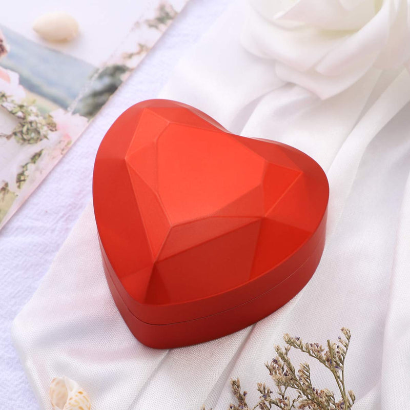 [Australia] - VOSAREA LED Ring Box, Proposal Engagement Ring Box, Heart Shape Earrings Jewelry Ring Box Case for Anniversay Valentines Day Wedding (Red) Red 