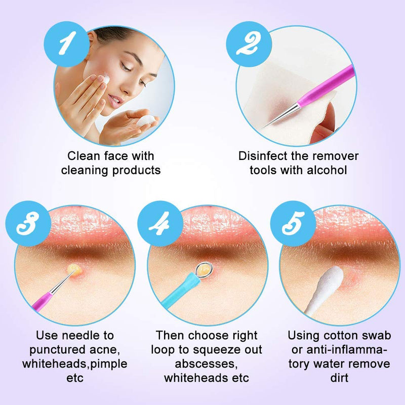[Australia] - AIPRODA Acne removal Black acne removal Pore Care Dedicated Kit Pore plug stick Tool Kit Comedone Pimple Extractor Tool Magic Color 7pcs 