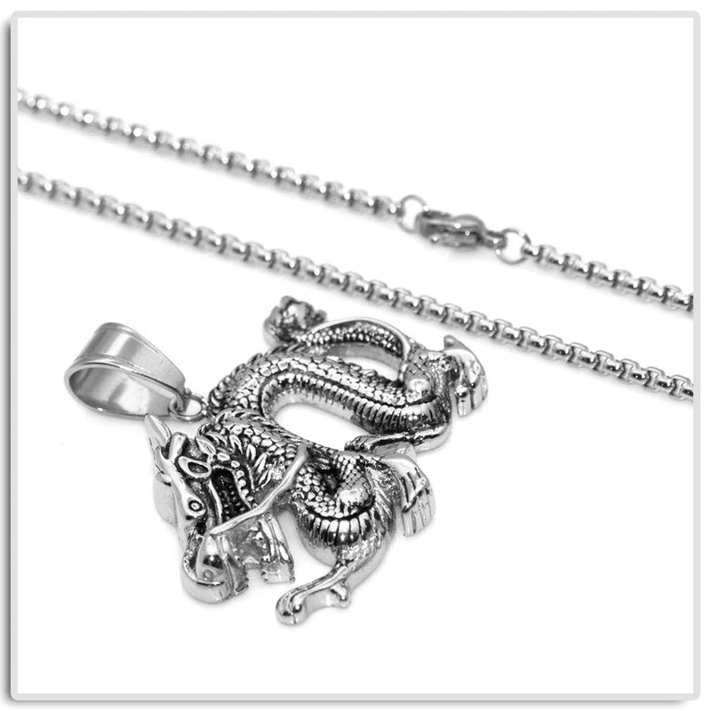 [Australia] - Xusamss Hip Hop DJ Titanium Steel Huge Dragon Pendant Necklace,22inches Link Chain 316l steel 