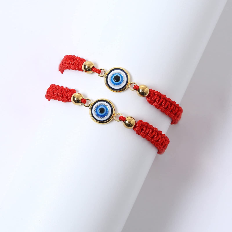 [Australia] - Evil Eye Red Bracelets for Protection - Red String Amulet Adjustable Bracelet For Women Men | Girls Link Knot Lucky Kabbalah Protection Bracelets 2Pcs Red String Amulet Bracelet 