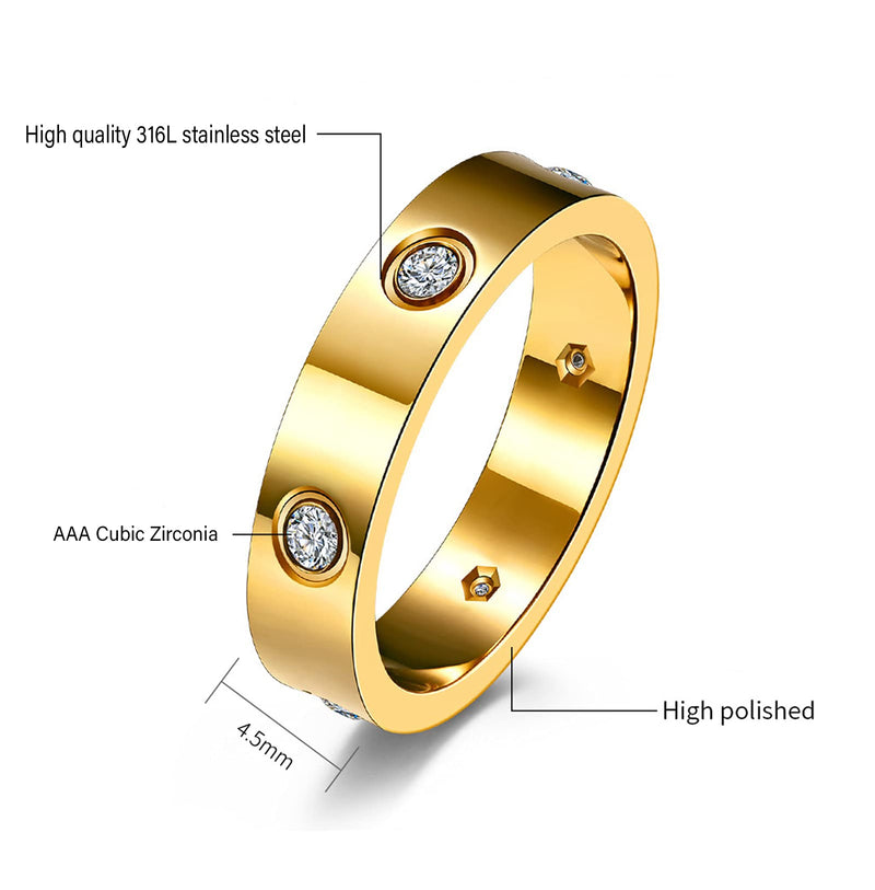 [Australia] - VANOVEI Love Friendship Ring 18K Gold Silver Plated Cute Rings with Cubic Zirconia Stainless Steel Promise Rings Best Gifts for Women Teen Girls 6 