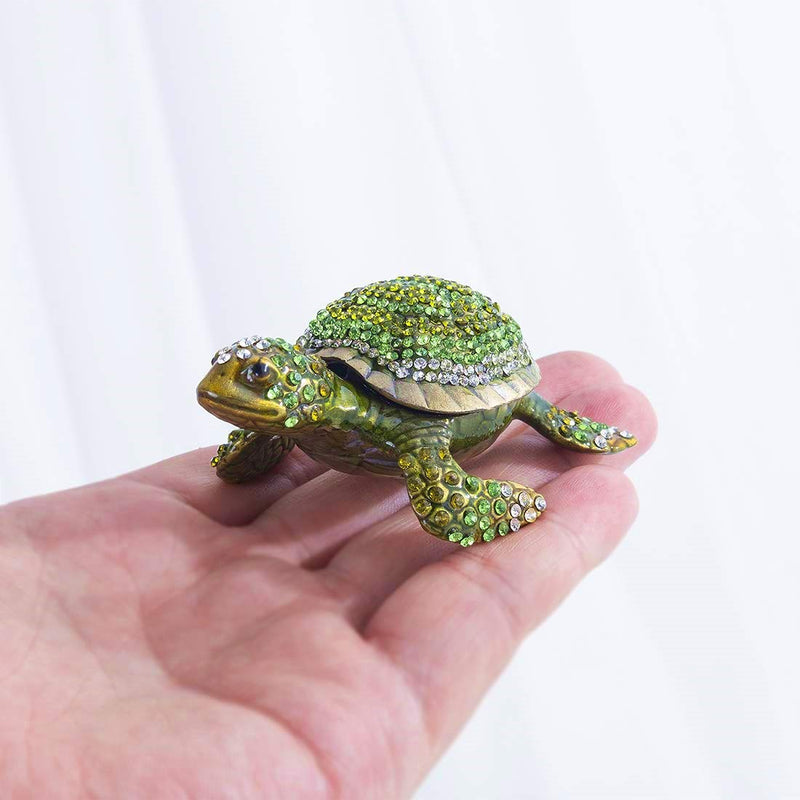[Australia] - YU FENG Turtle Trinket Box Turtle Figurine Jewelry Boxes Hinged Trinket Boxes Green 
