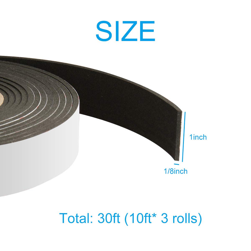 [Australia] - Foam Tape Weather Stripping Window Seal,1"Wx1/8"T High Density Seal Strip,Adhesive Closed Cell Weather Strip(Total 30FT,Black) 1"W x 1/8"T x 30FT 