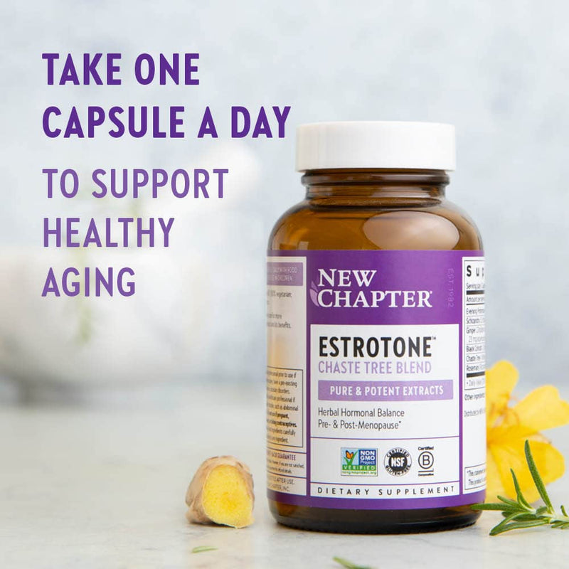 [Australia] - New Chapter Menopause Supplement, Estrotone with Evening Primrose Oil + Black Cohosh for Hormone Health Vegetarian Capsule, 30 Count Vegetarian Capsules 30 Count (Pack of 1) 