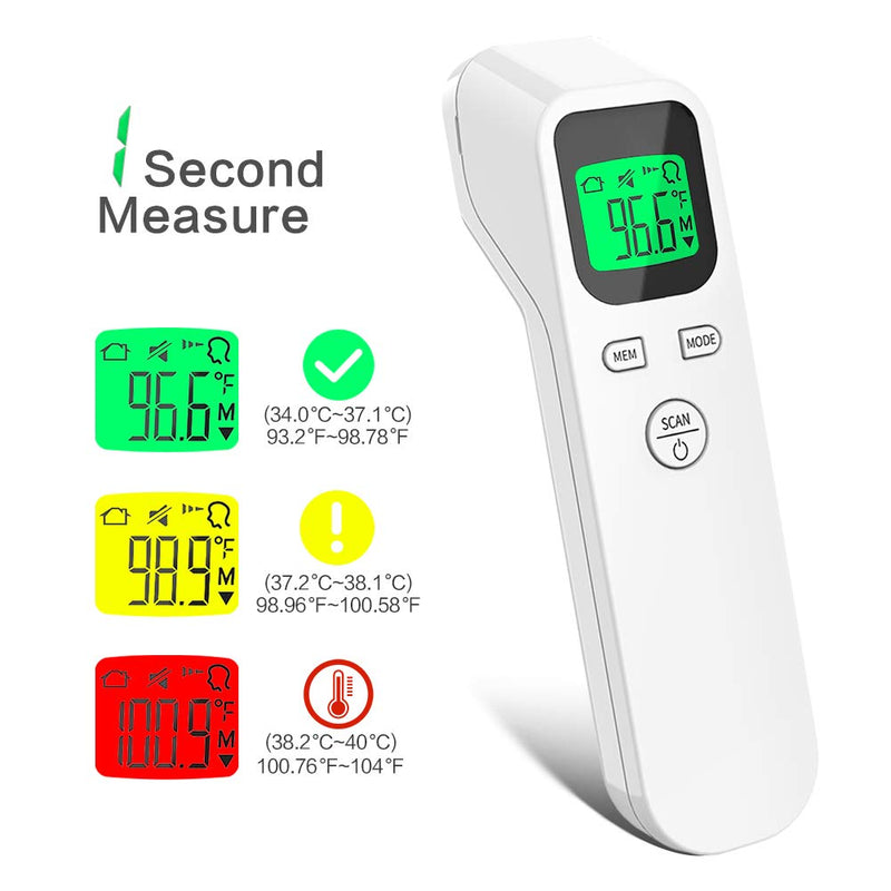 [Australia] - ULBRE Forehead Thermometer for Adults and Kids, No Touch Digital Infrared Thermometer Temperature Gun, Accurate Instant Reading Fever Alarm 20sets Memory 