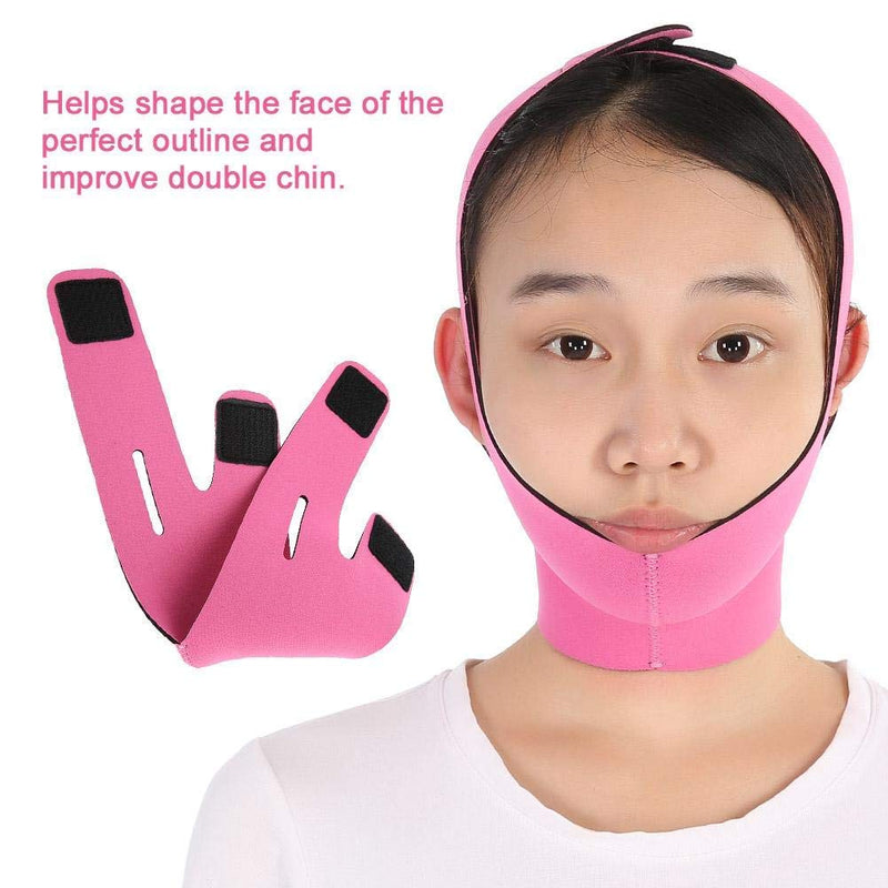 [Australia] - GOTOTOP Face Facial Slimming Belt Bandage Strap, V-Shaped Lifting Facial Thinning Belt, Double Chin Reducer Chin Up Belt Facial Firming Skin, Preventing Facial Sagging And Aging Rose red 