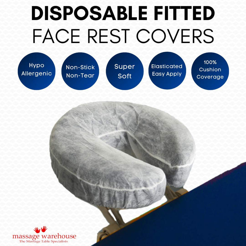 [Australia] - Elasticised & Fitted Disposable Face Cradle Covers for Massage Tables & Massage Chairs + Non-Stick + Soft + Medical Grade Headrest Cushion Covers (Pack of 50) 50 Count (Pack of 1) 