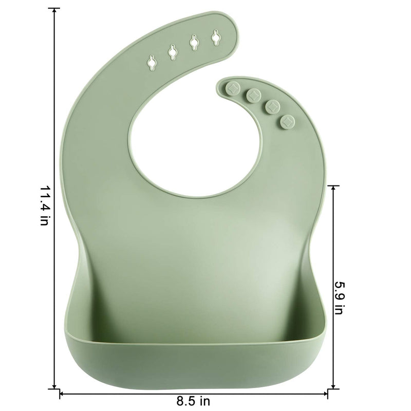 [Australia] - PandaEar 3 Pack Thick Silicone Baby Bibs for Babies & Toddlers (10-72 Months)| Waterproof Baby Feeding Bibs Adjustable with Wide Food Catcher Pocket, Soft, Unisex, Non Messy |Brown/Blue/Green Brown/Blue/Green 