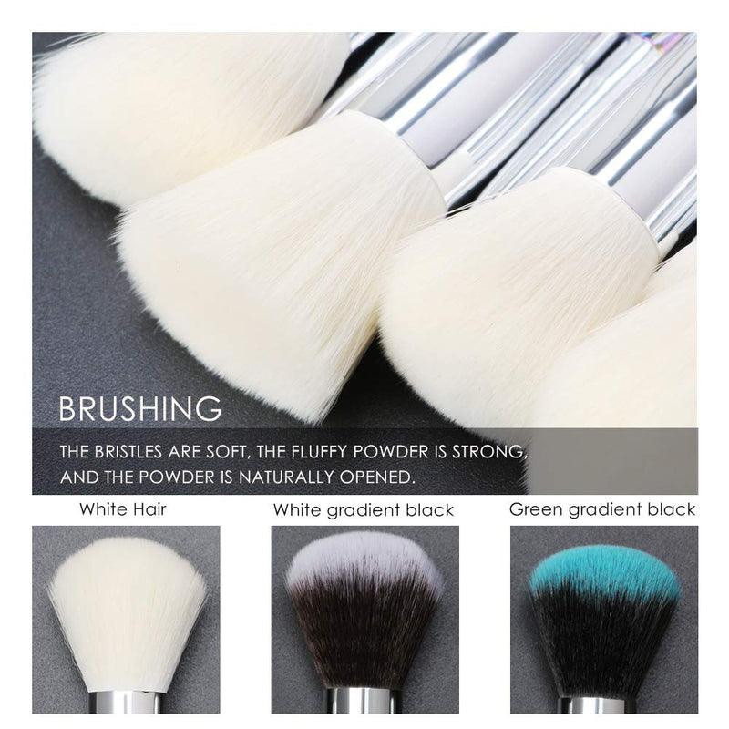 [Australia] - Makeup Brushes Crystal Handle Set, Tenmon 10 PCS Crystal Transparent Handle Kabuki Powder Foundation Brush Concealer Eye Shadow Eyeliner Eyebrow Brush (White) White 