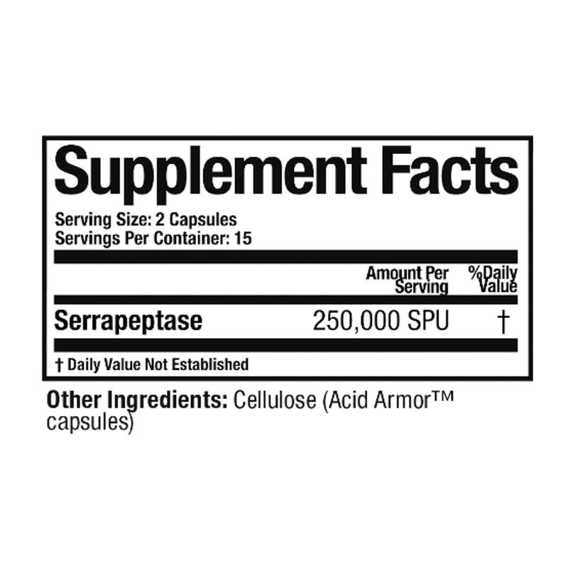 [Australia] - Arthur Andrew Medical, Serretia, Serrapeptase Formula for Muscle and Sinus Support, 30 Capsules 30 Count (Pack of 1) 