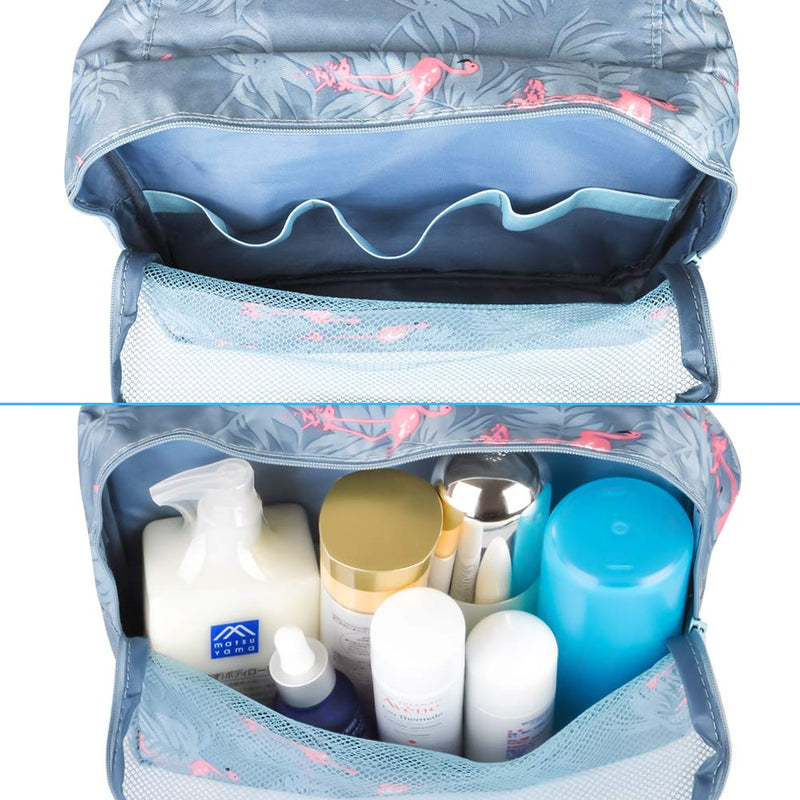 [Australia] - Hanging Travel Toiletry Bag Blibly Makeup Cosmetic Organizer Bag for Woman and Girls Bathroom and Shower Organizer Bag Waterproof (S(9.1x5.9x3.1 inch), Light Blue(Flamingo)) S(9.1x5.9x3.1 inch) Light Blue(Flamingo) 