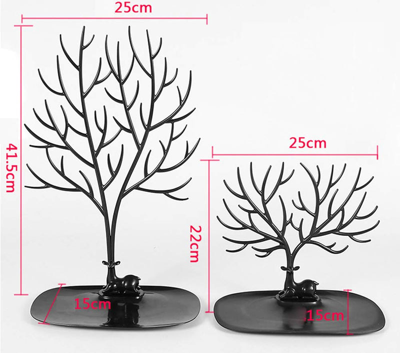 [Australia] - 1Pcs Jewelry Tree Stand Organizer Jewelry Display Tray Sika Deer Tree Jewellery Holder Hanger for Necklaces Bracelet Earrings Birthday Gifts Jewellery Stand Rack Storage (L, Black) Large 
