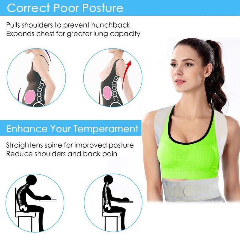 [Australia] - Thoracic Back Brace Posture Corrector - Magnetic Support for Neck Shoulder Upper and Lower Back Pain Relief - Perfect Posture Brace for Cervical Lumbar Spine - Fully Adjustable Belt (Beige, Small) Beige Small (Pack of 1) 