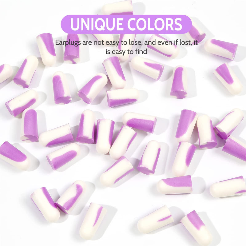 [Australia] - Ultra Soft Foam Earplugs 5 Pairs, 38dB SNR Ear Plugs for Sleeping, Snoring, and All Loud Events by Lysian (Purple/White) Purple/White 