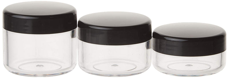 [Australia] - yueton 6Pcs Empty Clear Boday Black Top Lid Plastic Sample Containers 10/15/20Gram Size Cosmetic Containers Pot Jars Eyshadow Container Lot 