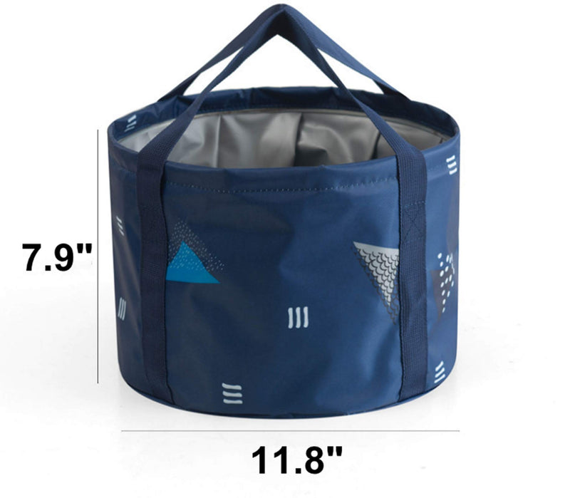 [Australia] - DoroSun 14L Collapsible Foot Soaking Bath Basin Bag with Handles for Kids, Portable Pedicure Feet Spa Bucket Tub for Travel Camping, Dark Blue 14L (473 Ounce)(Better for Small Feet or Kids) 