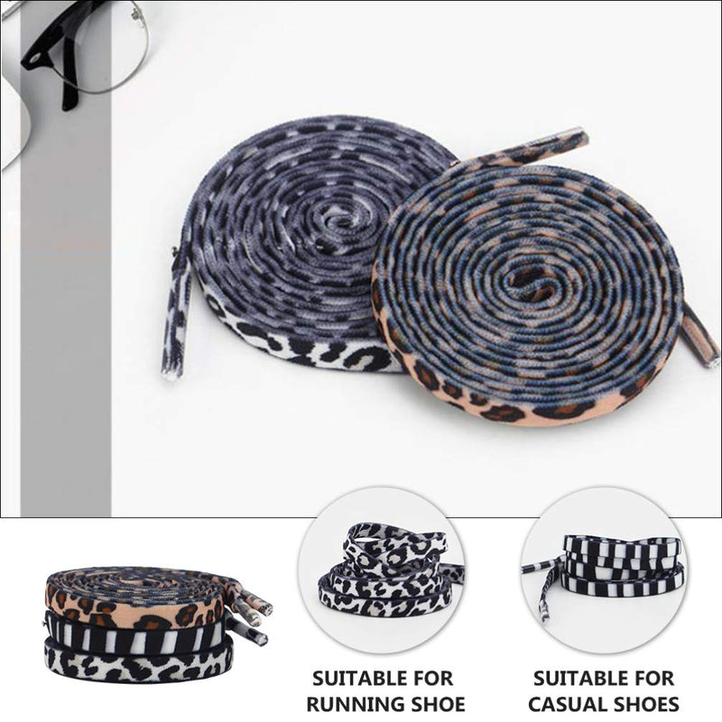 [Australia] - KESYOO 3 Pairs Animal Print Shoelaces Zebra Cow Leopard Shoe Tie Polyester Flat Shoelaces for Casual Canvas Sports Shoes 