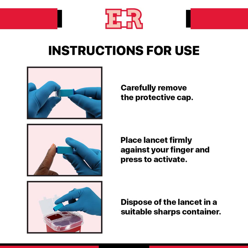 [Australia] - Ever Ready First Aid Safety Pressure Activated Lancets, Sterile Push Lancets with 30 Gauge for Blood Sugar Testing – 100 Count 