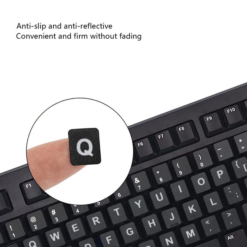 [Australia] - 2 PCS Universal English Keyboard Stickers for PC Computer Mac Laptop Desktop Keyboard, English Keyboard Replacement Stickers, White Font Black Background White font on black background 