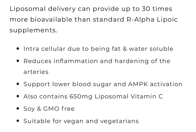 [Australia] - R-Alpha Lipoic Acid 200mg & Vitamin C 650mg Liposomal Liquid Formula – Super Absorption - with Natural Lemon Flavor – Cellular Energy Support - Natural Antioxidant Made in Germany by Youth & Earth 