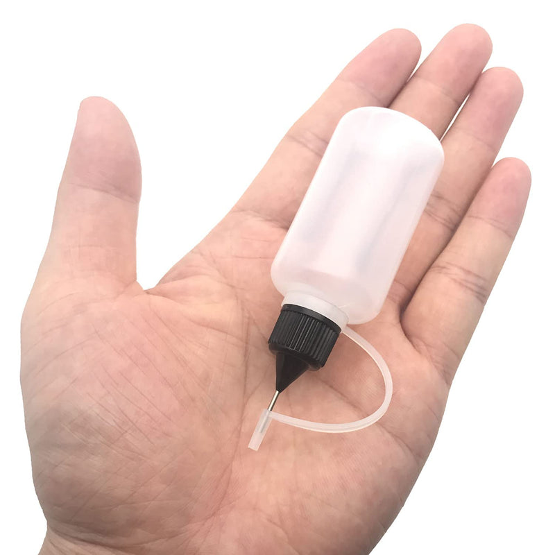 [Australia] - 12 Pcs Precision Tip Applicator Bottles, MYYZMY 6 Pcs 1 Ounce and 6 Pcs 0.5 Ounce Translucent Glue Bottles, with 2 Mini Funnel, Multicolor Lids 