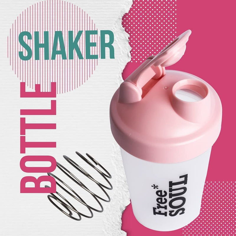 [Australia] - Free Soul Protein Shaker Bottle 400ml with Mixball | Pink | BPA Free | Mini Water Bottle for Protein Shakes | Small & Easy to Grip & Temperature Safe 