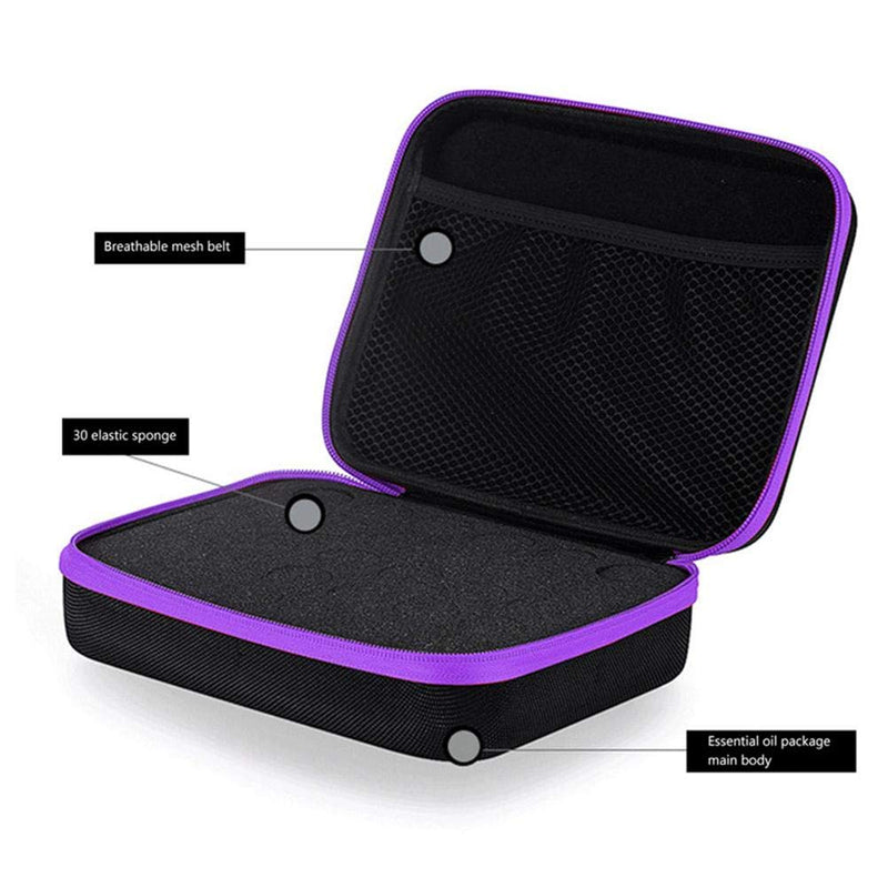 [Australia] - myonly Essential Oils Carrying Case Holds 30 Grids for 1-3ML Roller Bottles Storage Organizer Bag Hard Shell for Home, Travel, and Presentations(Purple) Purple 