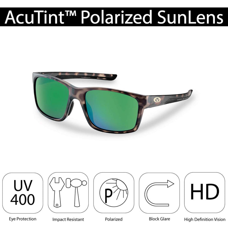[Australia] - Flying Fisherman Freeline Polarized Sunglasses with AcuTint UV Blocker for Fishing and Outdoor Sports Matte Tortoise Frames/Amber-green Mirror Lenses 