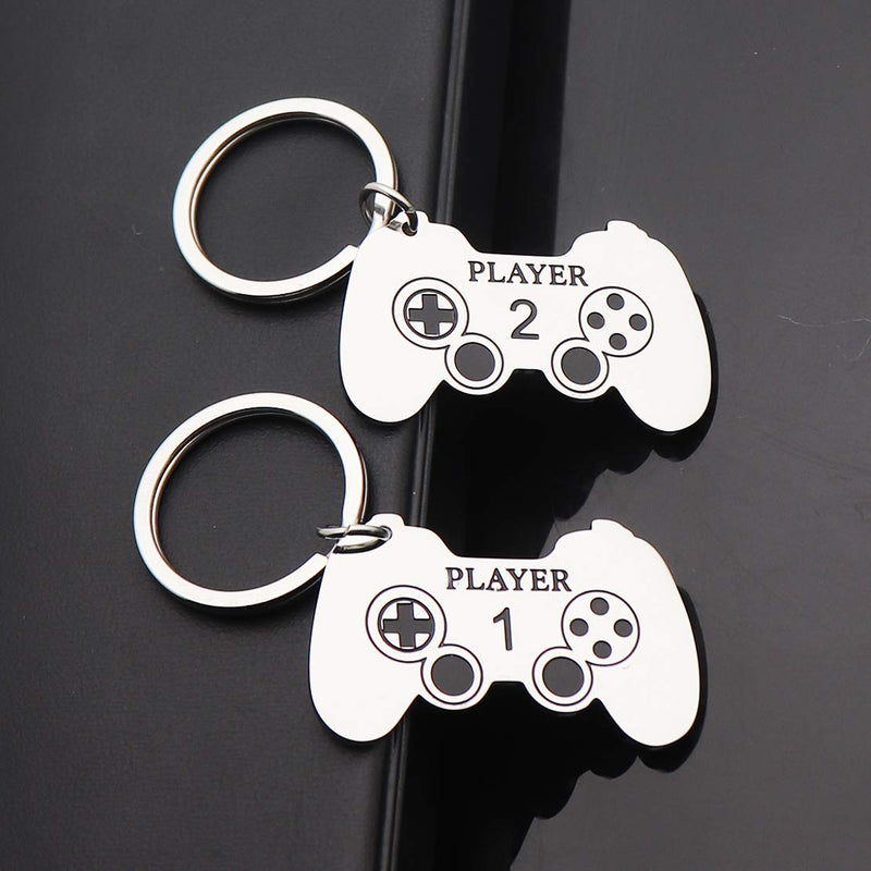 [Australia] - JINGMARUO Gamer Couples Keychain Gift Player 1 Player 2 Keyrings Set His and Her Valentines Gift Game Lover Couples Gift 