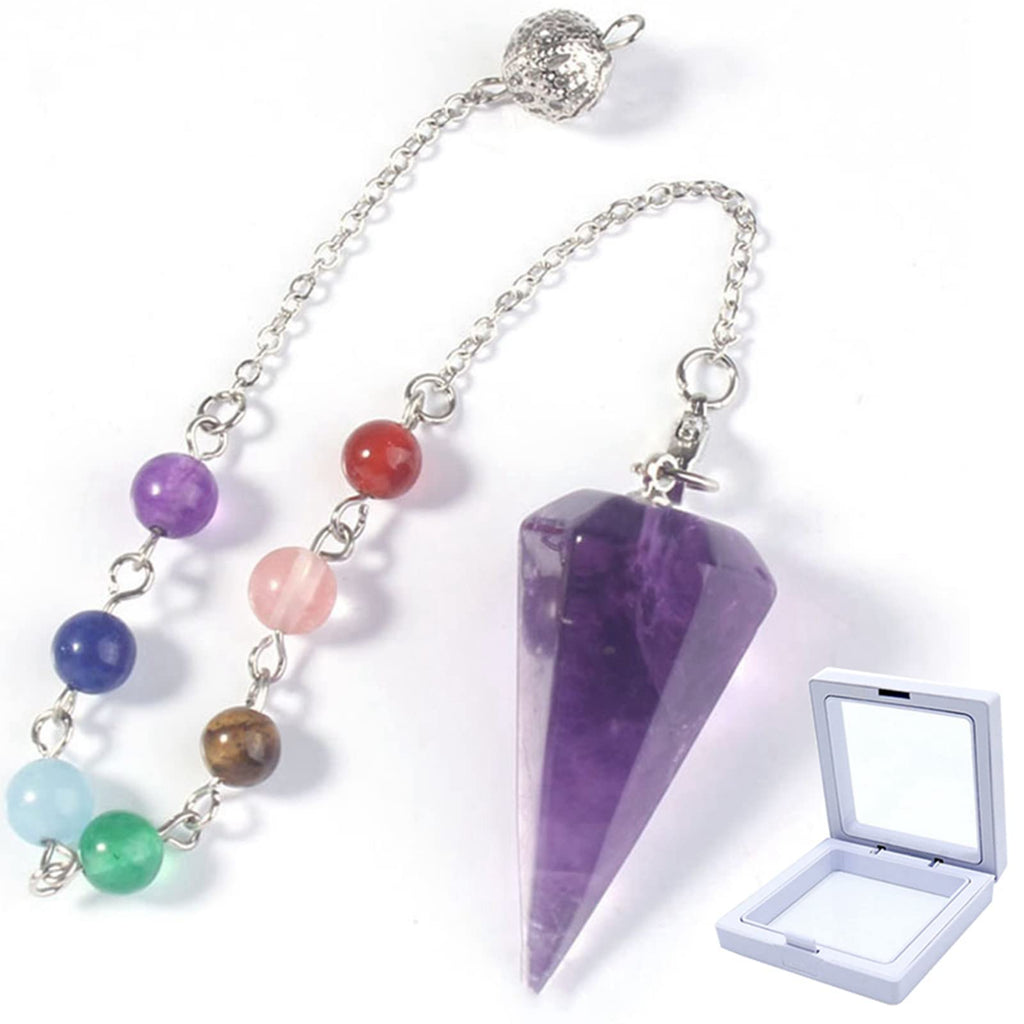 [Australia] - Natural Amethyst Pendulum, Small Crystal Gemstone Chakra Pendant for Dowsing, Scrying, Reiki Healing Balance Meditation Divination Jewelry (Purple) Purple 