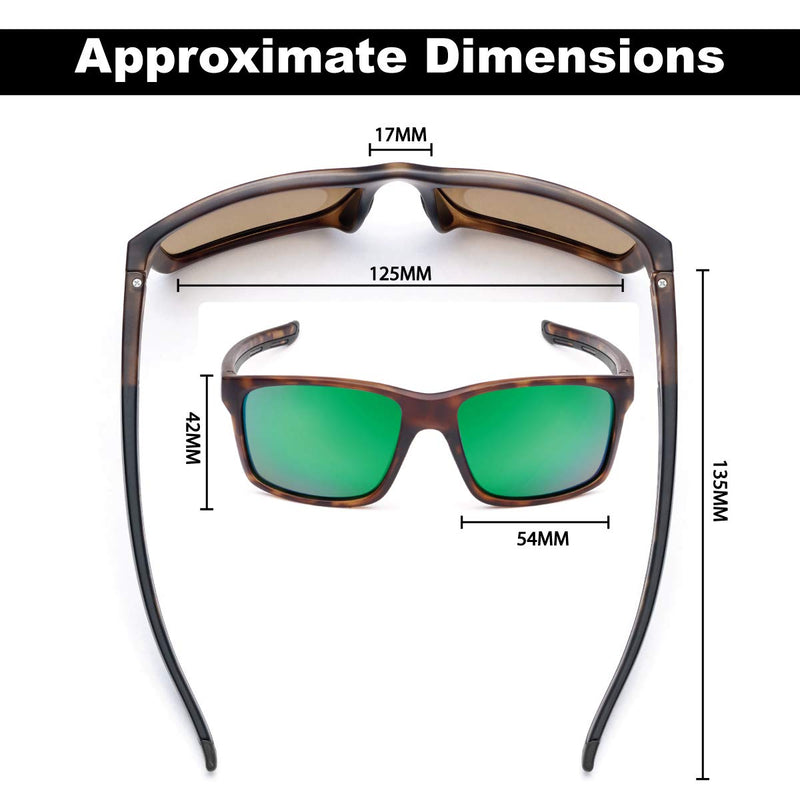 [Australia] - Flying Fisherman Freeline Polarized Sunglasses with AcuTint UV Blocker for Fishing and Outdoor Sports Matte Tortoise Frames/Amber-green Mirror Lenses 