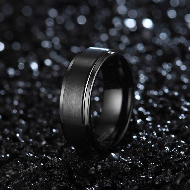 [Australia] - Zoesky 8mm Tungsten Carbide Ring for Men High Polish Matte Finish Wedding Band Comfort Fit Silver Black 6 