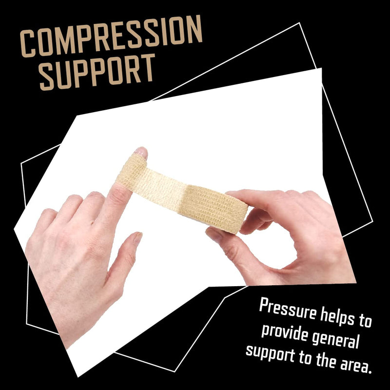 [Australia] - Inksafe Tan Self Adherent Cohesive Bandages 2.5cm x 4.5m Box of 12 - Uses Include Vet Wrap, Tape for Wrist and Ankle Sprains, Finger and Thumb Tape, 