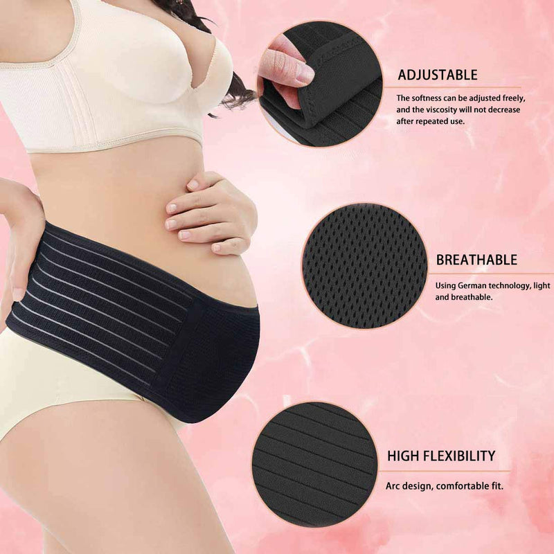 [Australia] - Belly Band for Pregnancy Maternity Belt Pregnancy Support Belt Bump Band Abdominal Brace Belt - Relieve Lower Back , Pelvic and Hip Pain ( Breathable / Adjustable ) (Black) Black 