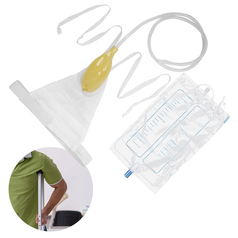 [Australia] - Male Urinal Pee Holder, Reusable Portable Urine Bag Collector 1000ml Men Urinal Male Urination Device Funnel Urine Bag with Spill Proof Collection Bag 