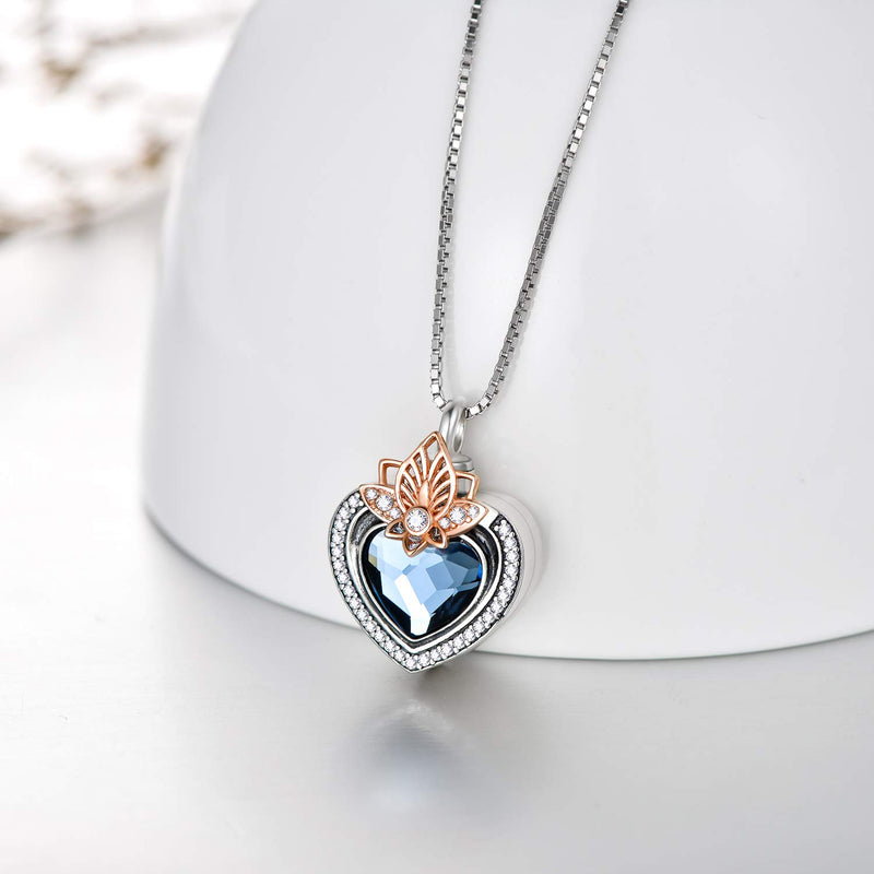 [Australia] - AOBOCO Cremation Jewelry 925 Sterling Silver Heart Flower Butterfly Urn Necklace for Ashes, Cremation Keepsake Necklace Embellished with Austrian Crystal, Women Memorial Jewelry 04_Lotus Flower Urn Necklace 