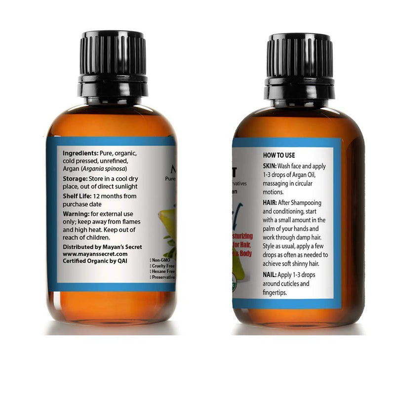 [Australia] - USDA Certified Organic Argan Oil For Hair, Skin, Face, Nails, Beard & Cuticles - Best 100% Pure Moroccan Aging skin , Wrinkles Beauty Secret, Cold Pressed Moisturizer 4oz 