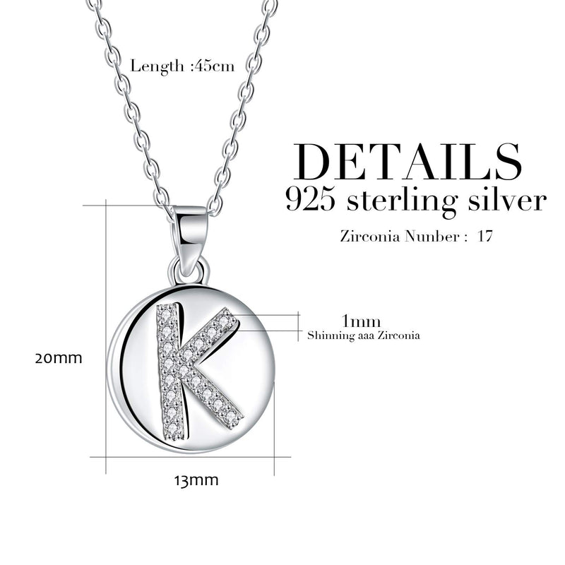 [Australia] - ZENI Initial Letter Necklace for Women , 925 Sterling Silver Pendant K 