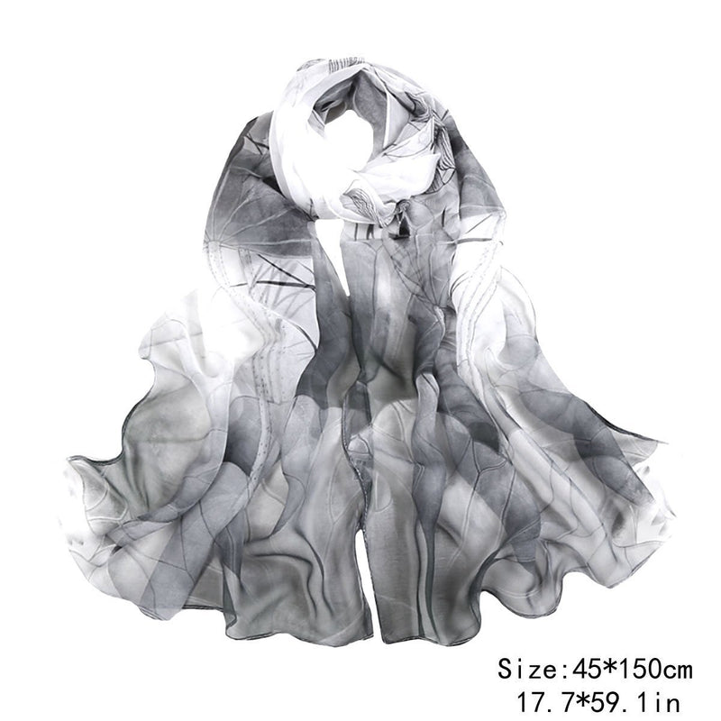 [Australia] - Van Caro Womens Silk Spring Scarf Fashion Shawls Wraps for Hair & Neck 2830 Black and White One Size 