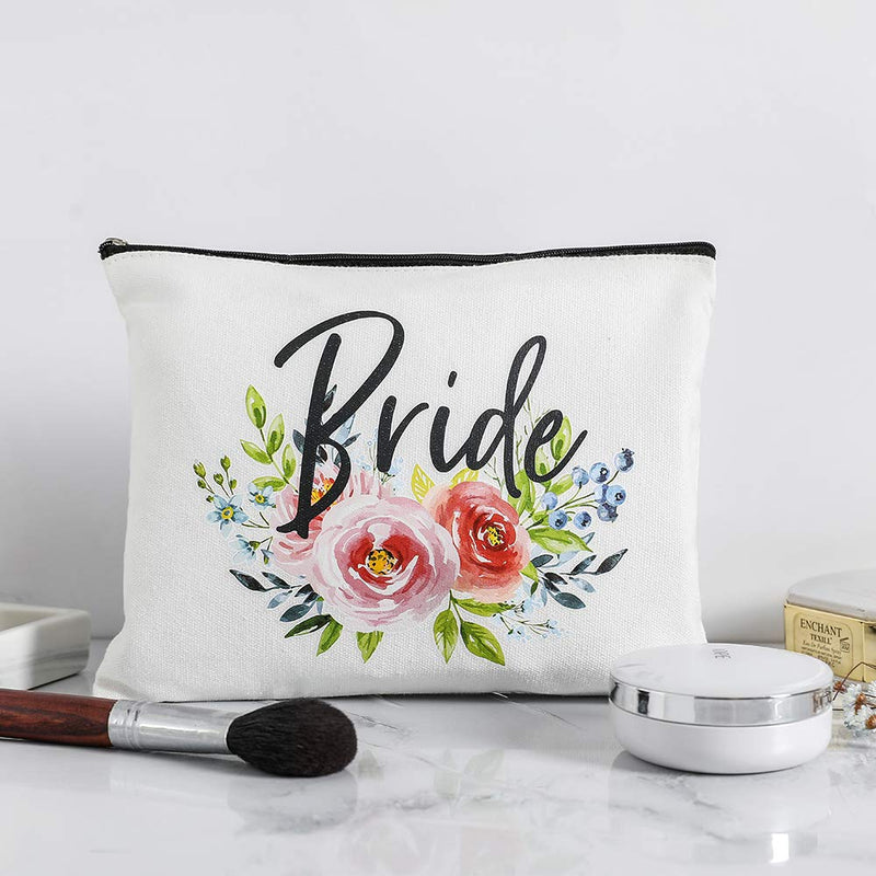 [Australia] - Bridal Shower Gifts Bachelorette Gifts Bachelorette Party Favors Wedding Gifts Engagement Gifts Bride Gifts Bride Makeup Bag Miss to Mrs Bride to be Gifts Cosmetic Bag (Blue-Pink) Blue-Pink 