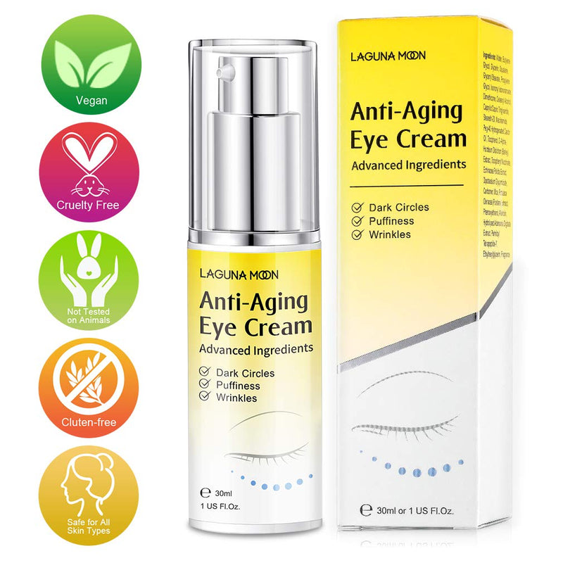 [Australia] - Anti Aging Eye Cream | Natural, Vegan & Cruelty Free | Under Eye Cream with Hyaluronic Acid for Dark Circles, Puffiness, Fine Lines, Wrinkles | Moisturizer Suitable for All Skin Types - 30ml/1 Fl Oz. 