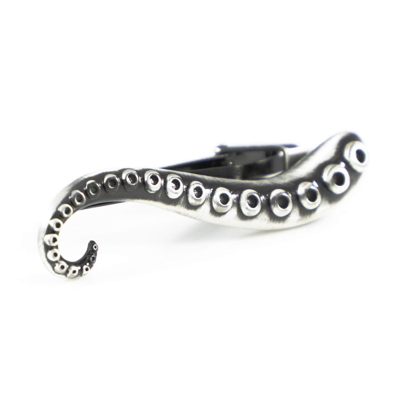 [Australia] - MENDEPOT Octopus Limb Tie Bar Burnished Silver Tone Octopus Limb Tie Clip in Box 