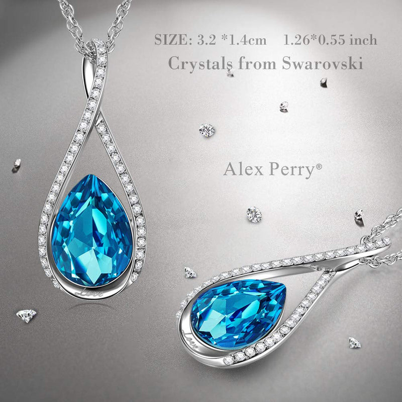 [Australia] - Alex Perry Christmas Jewelry Gifts Infinity Love Blue Teardrop Pendant Women Necklaces, with Crystals from Swarovski Gifts for Women, Jewelry Gifts Box Packing Blue Danube 