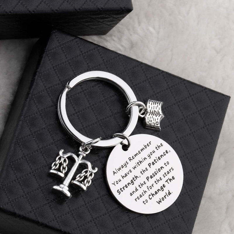[Australia] - CHOORO Law School Graduation Gift Always Remember You Have Within You The Strength Keychain Law Student Gift Future Lawyer Gift change the world-law key 